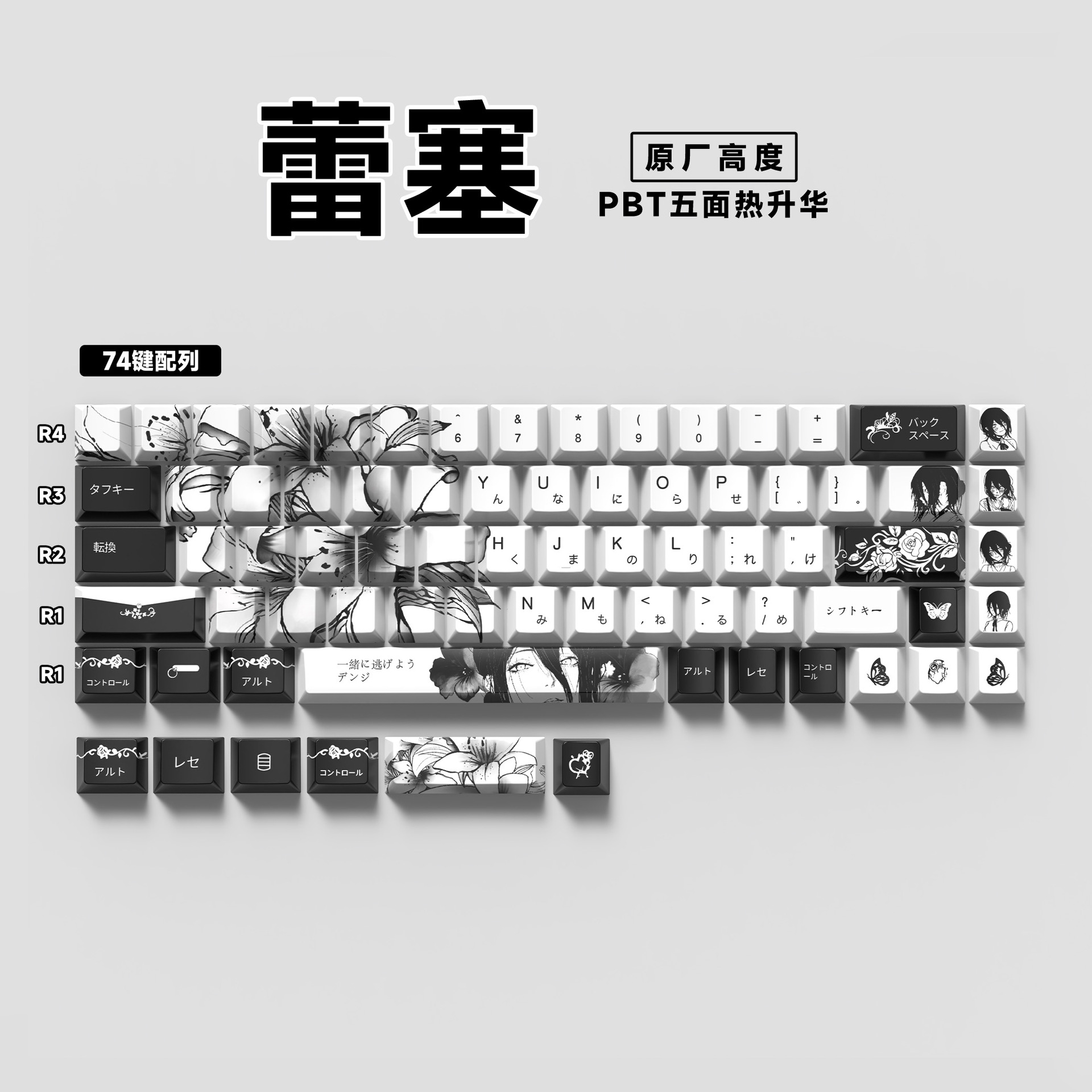 Gaming Keyboard Ergo - Teclado mecânico de 74 teclas, tema