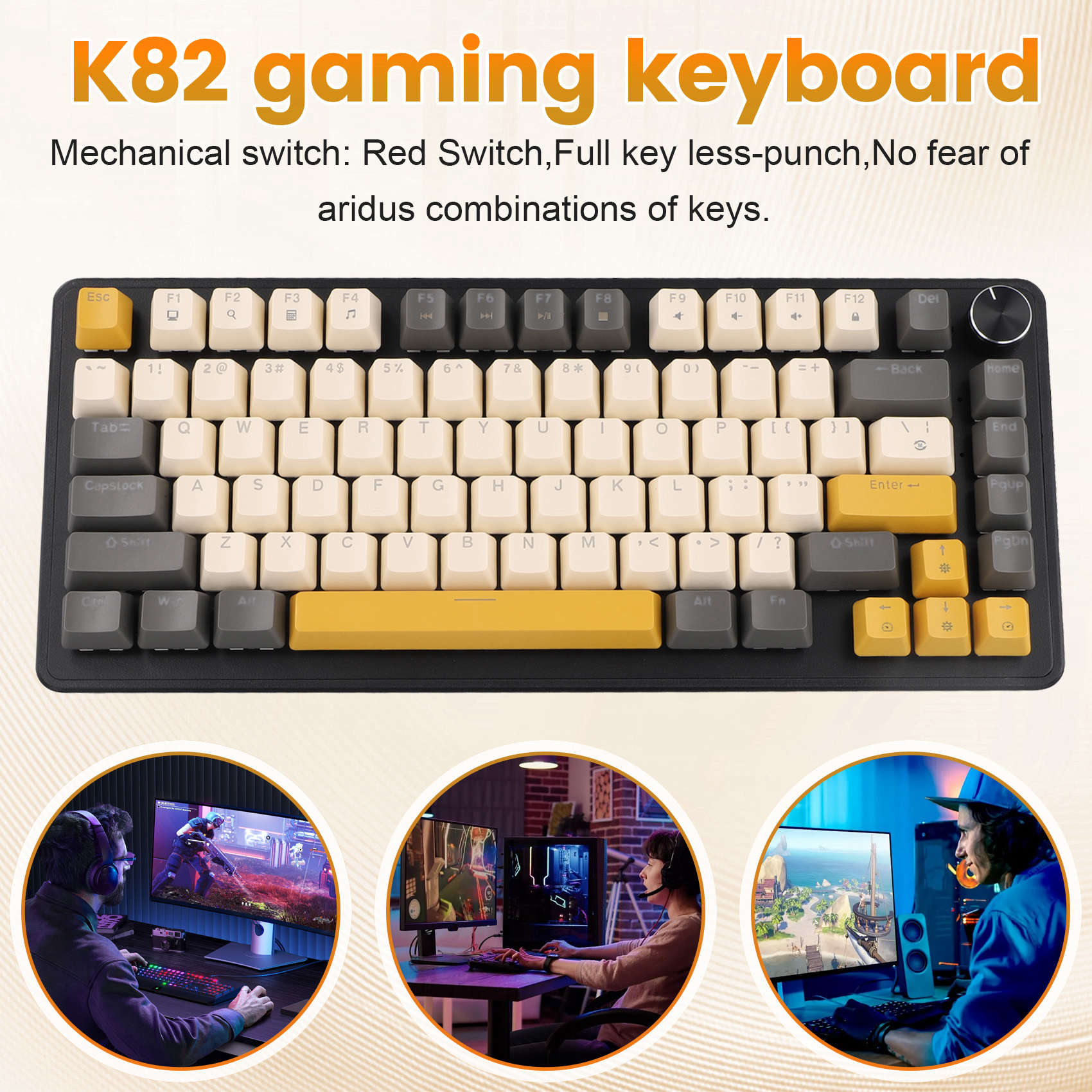Gaming Keyboard Blue Switches - Teclado Gamer K82 com Botão de