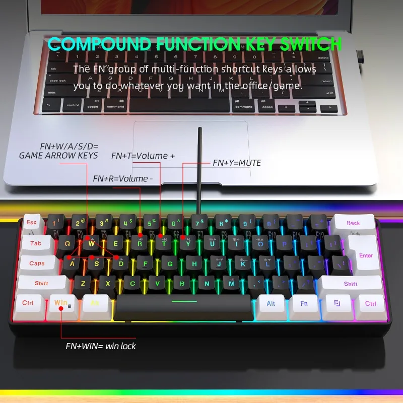 Kit de Teclado e Mouse 60% par - Gaming Keyboard And Mouse Set avaliação e preço