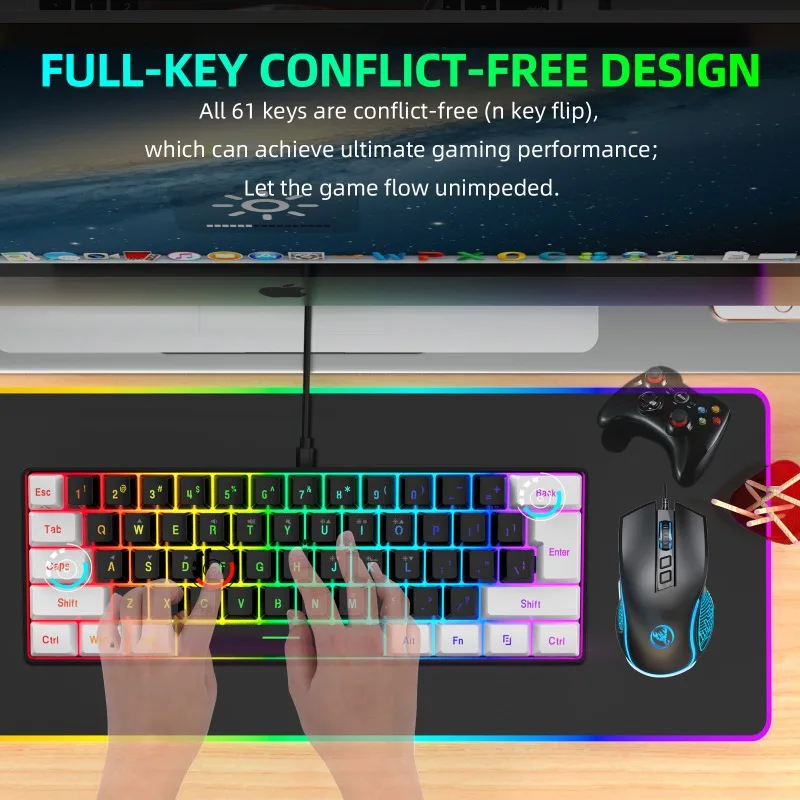 Kit de Teclado e Mouse 60% par - Gaming Keyboard And Mouse Set avaliação e preço