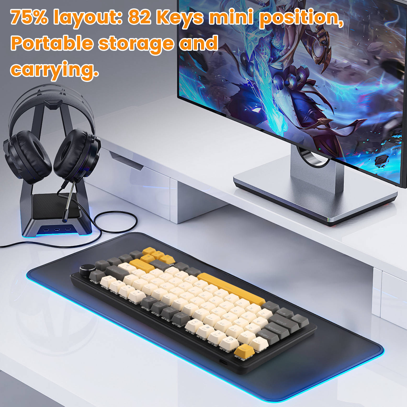 Teclado Gamer K82 com Botão de - Gaming Keyboard Blue Switches avaliação e preço