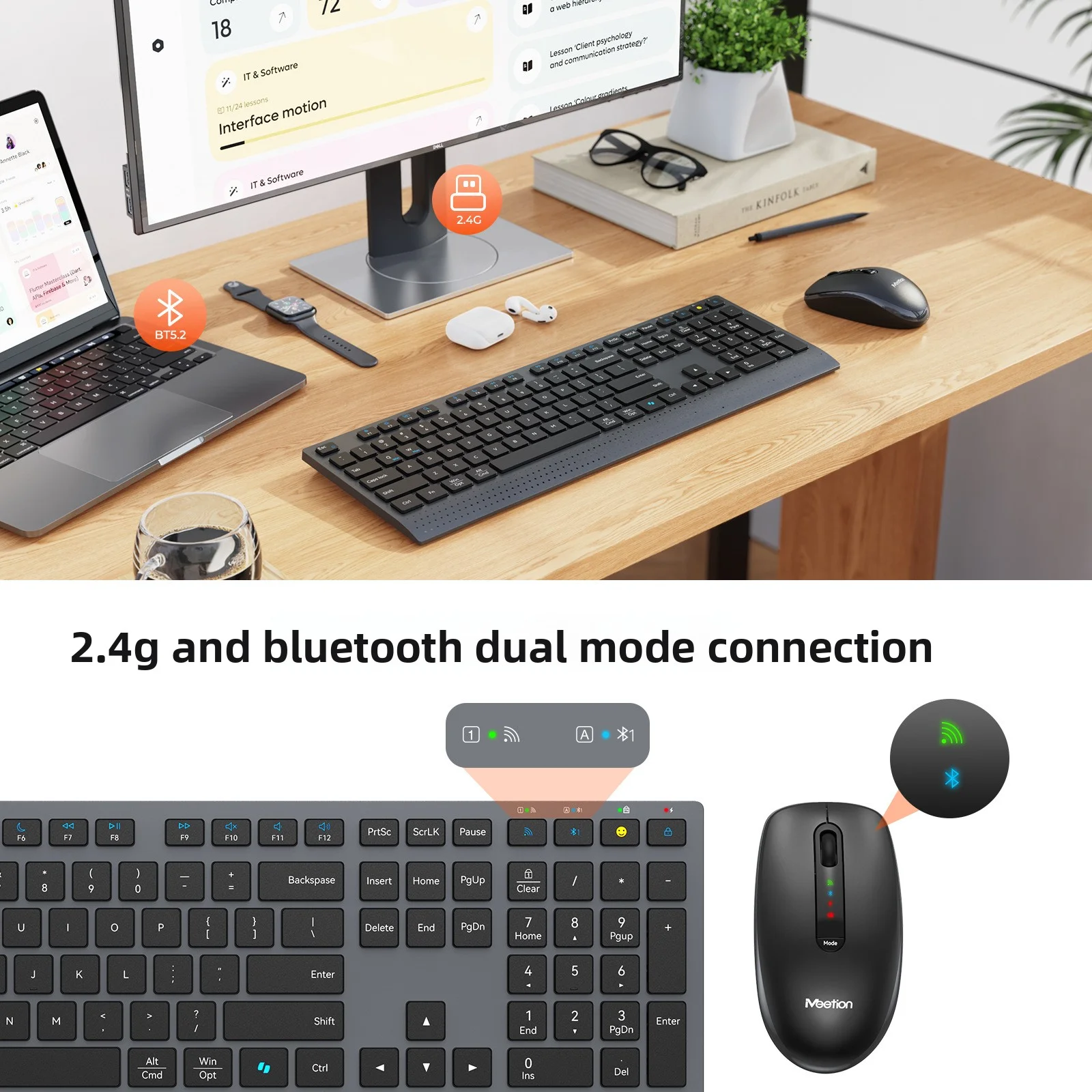 2.4g bluetooth modo duplo tecl - Gaming Keyboard And Mouse Set avaliação e preço