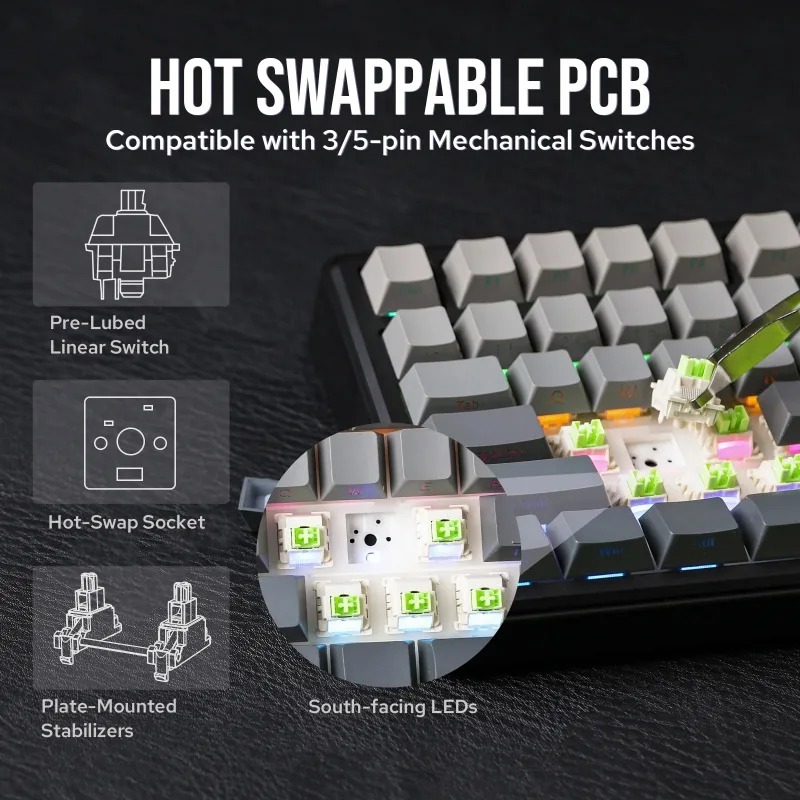Teclado Mecânico AULA F75 Max, - Gaming Keyboard Ergo avaliação e preço
