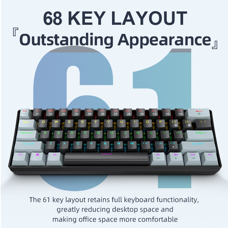 APAYADO K61 Mini 60% teclado p - Gaming Keyboard Blue Switches avaliação e preço