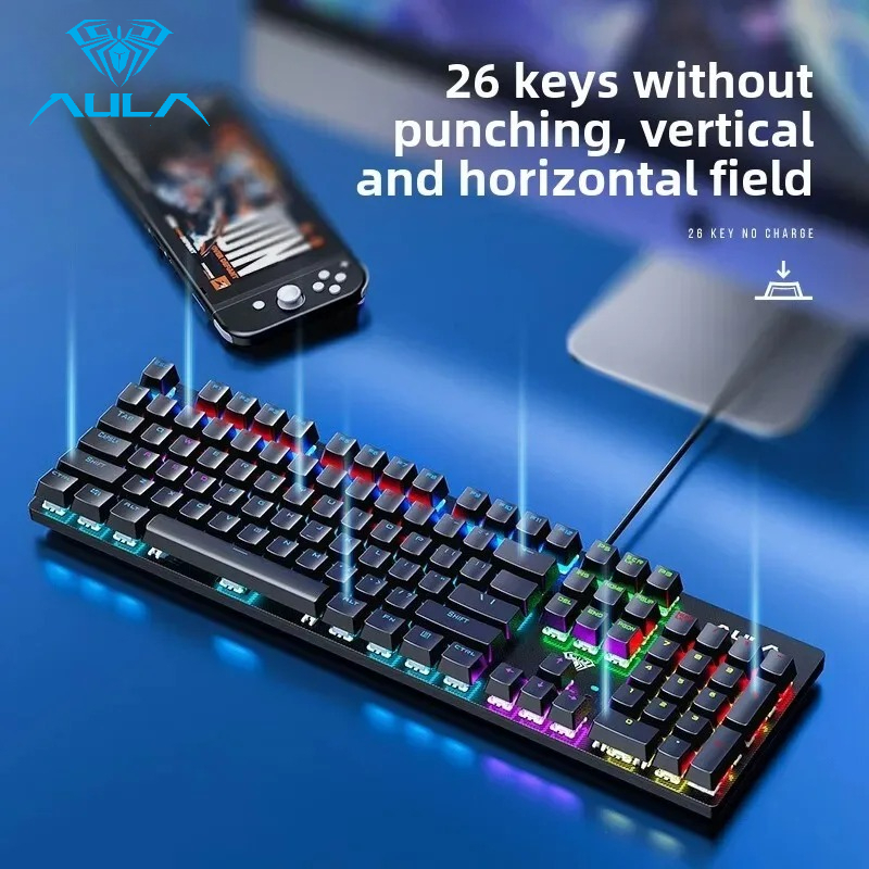 Teclado Gamer AULA S2022 com F - Gaming Keyboard Blue Switches avaliação e preço