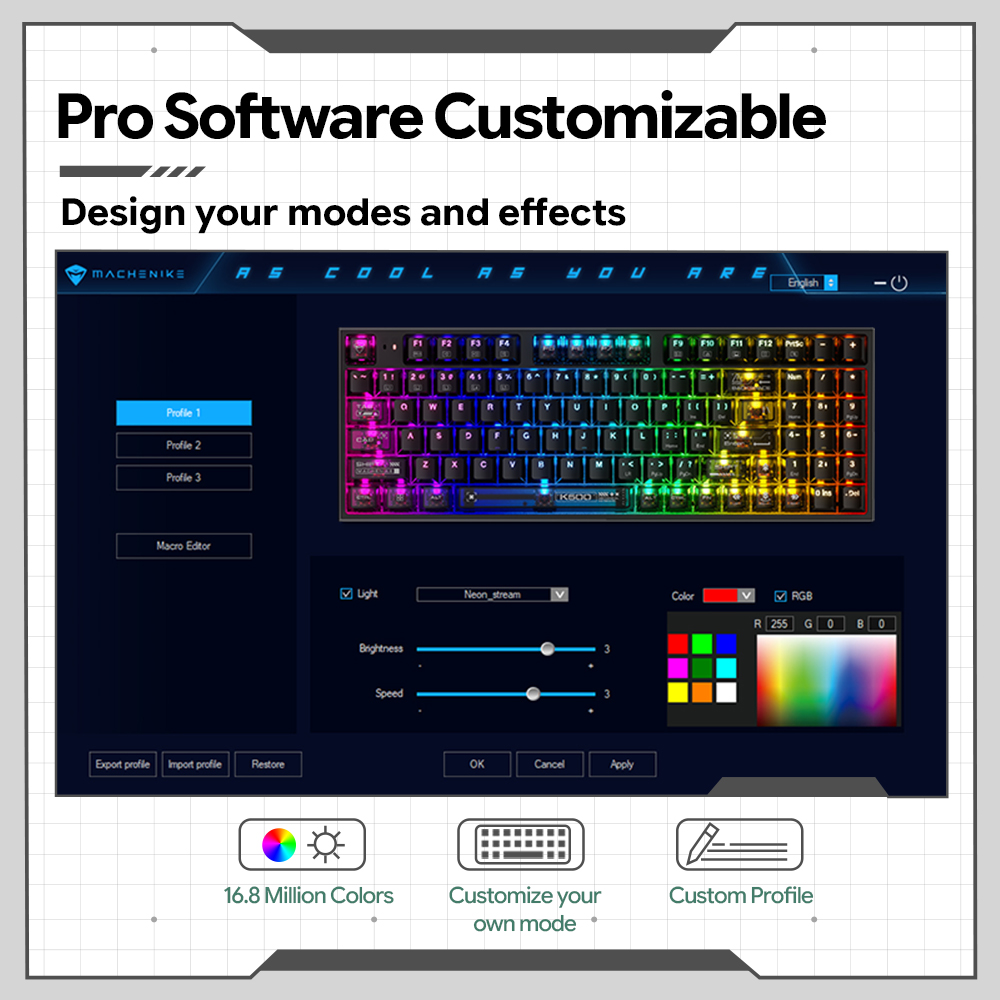 Teclado Mecânico Machenike K50 - Keyboard Gaming Transparent avaliação e preço