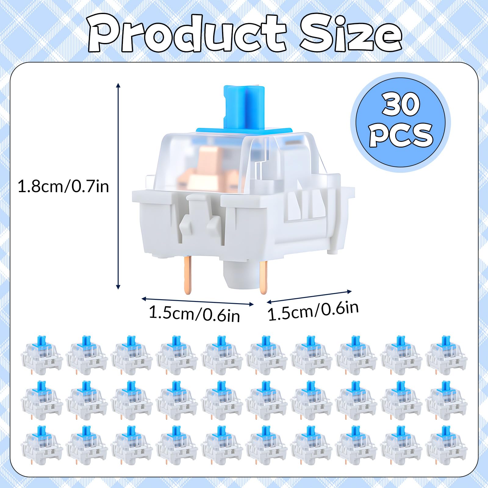 30 PCS Interruptores de Teclad - Gaming Keyboard Blue Switches avaliação e preço