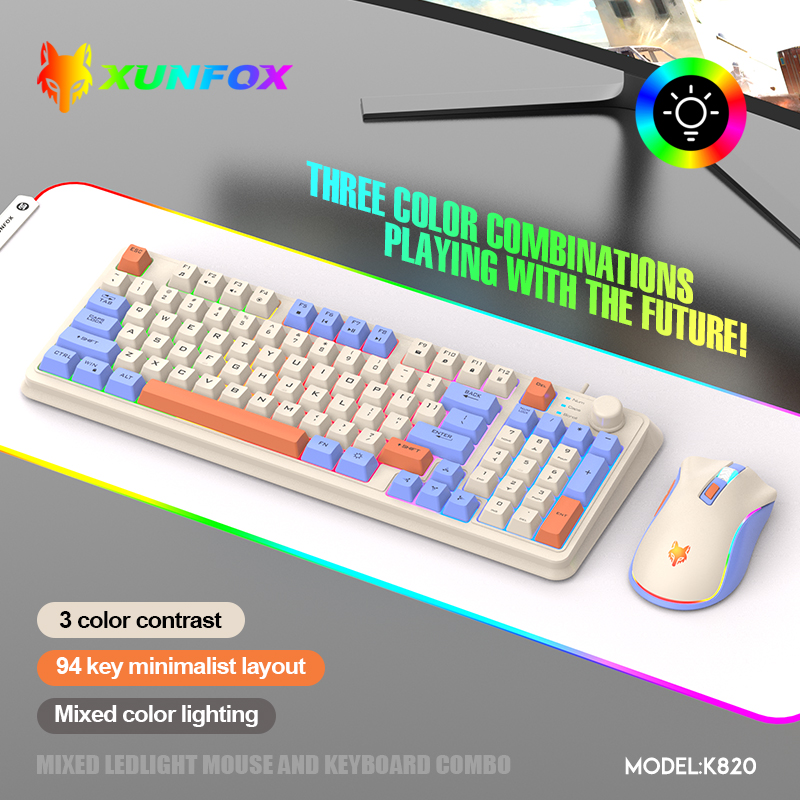 K820 USB com fio jogo teclado  - Gaming Keyboard And Mouse Combo Wireless avaliação e preço